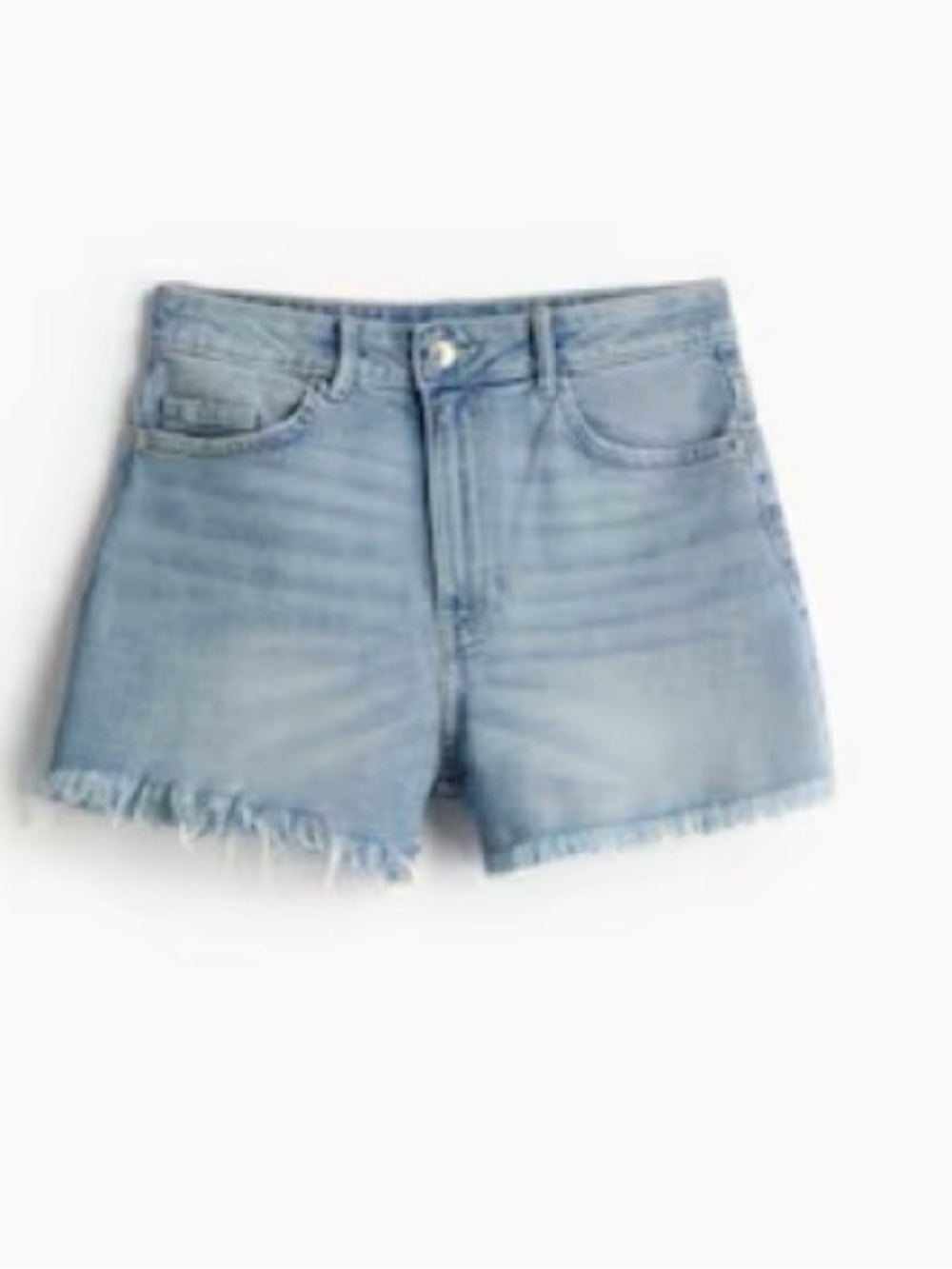 H&M Light Blue Denim Cutoff Shorts with Frayed Hem